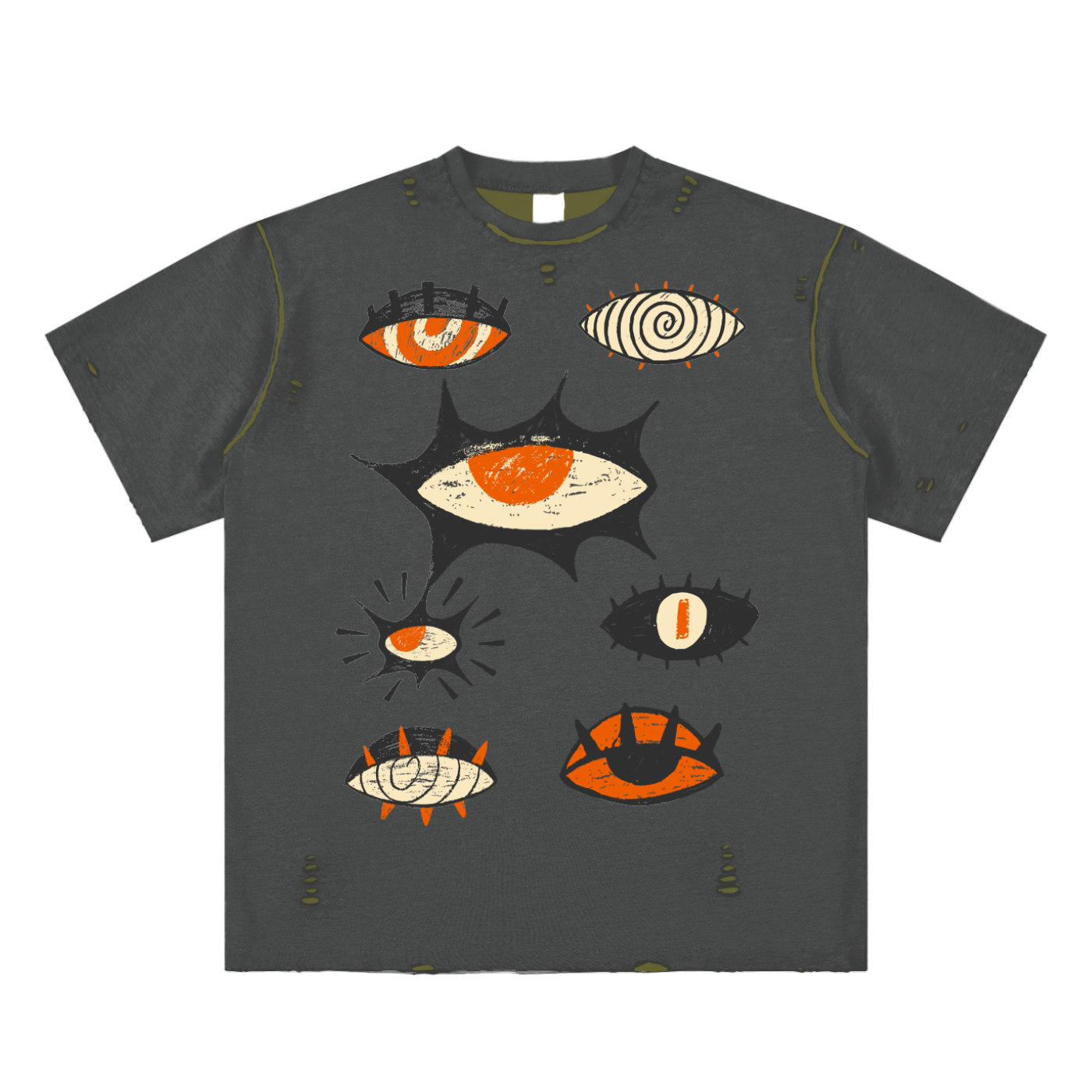Hypnotic Eyes Unisex Reversible Frayed T-shirt