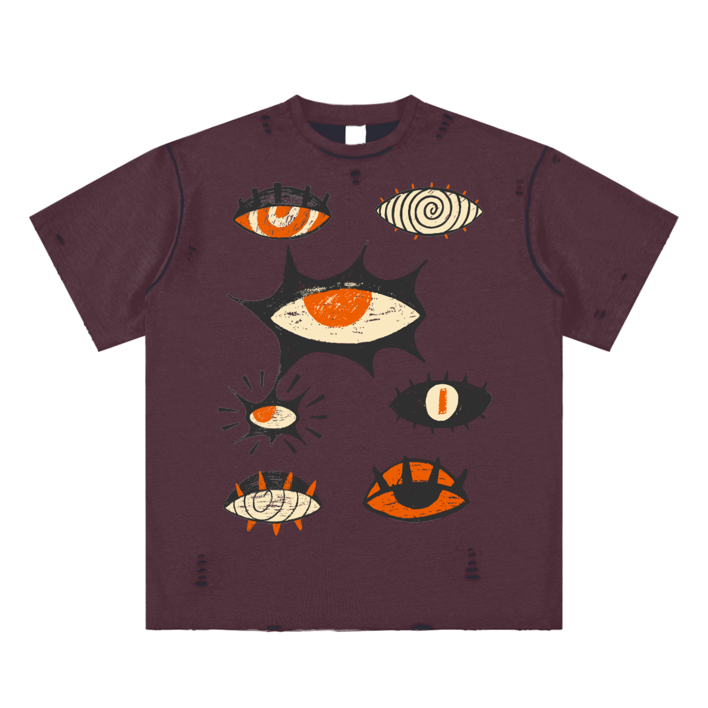 Hypnotic Eyes Unisex Reversible Frayed T-shirt