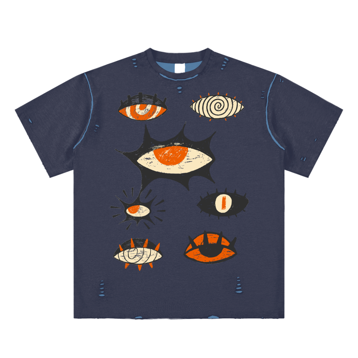 Hypnotic Eyes Unisex Reversible Frayed T-shirt
