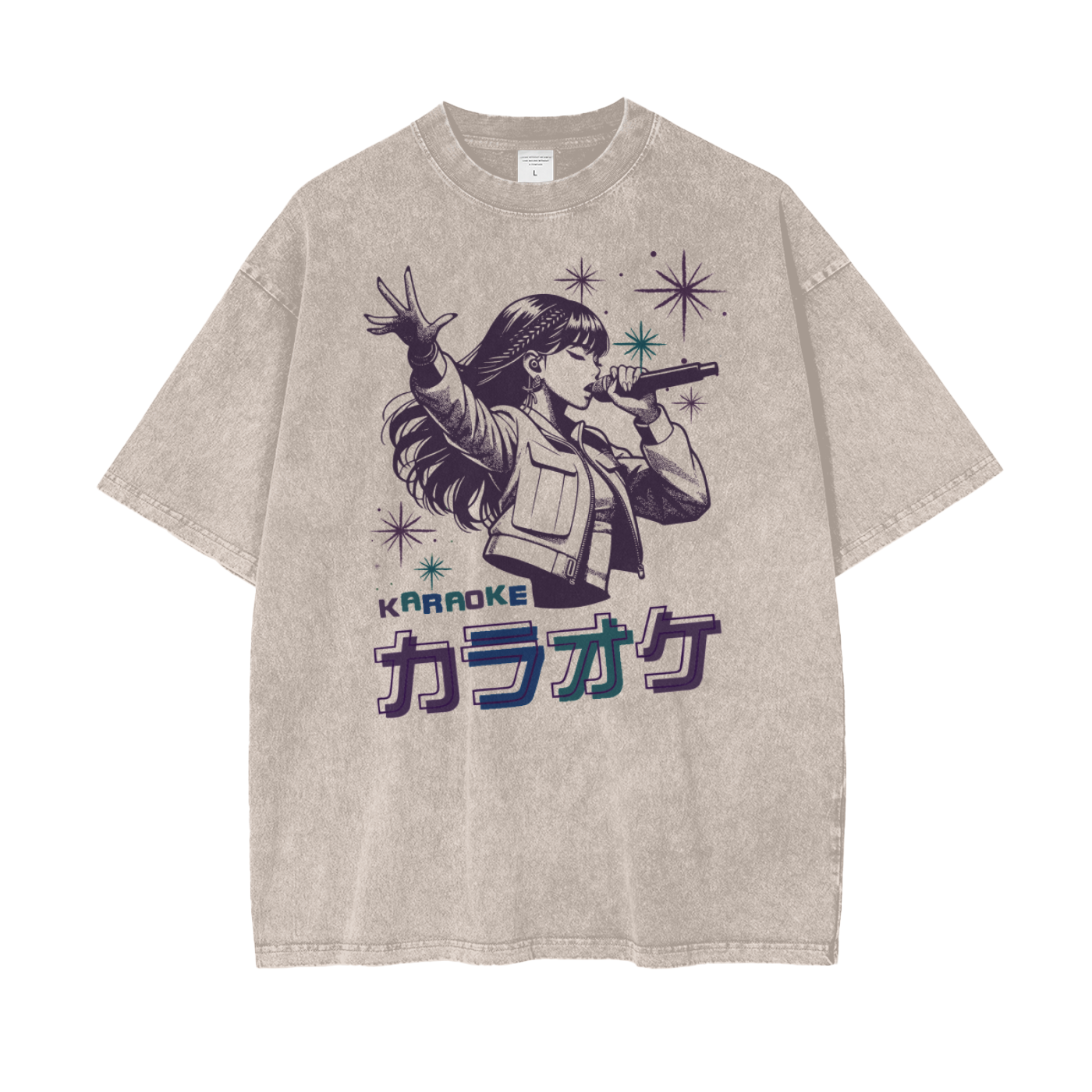 Anime Karaoke Unisex Oversize Snow Washed T-Shirt