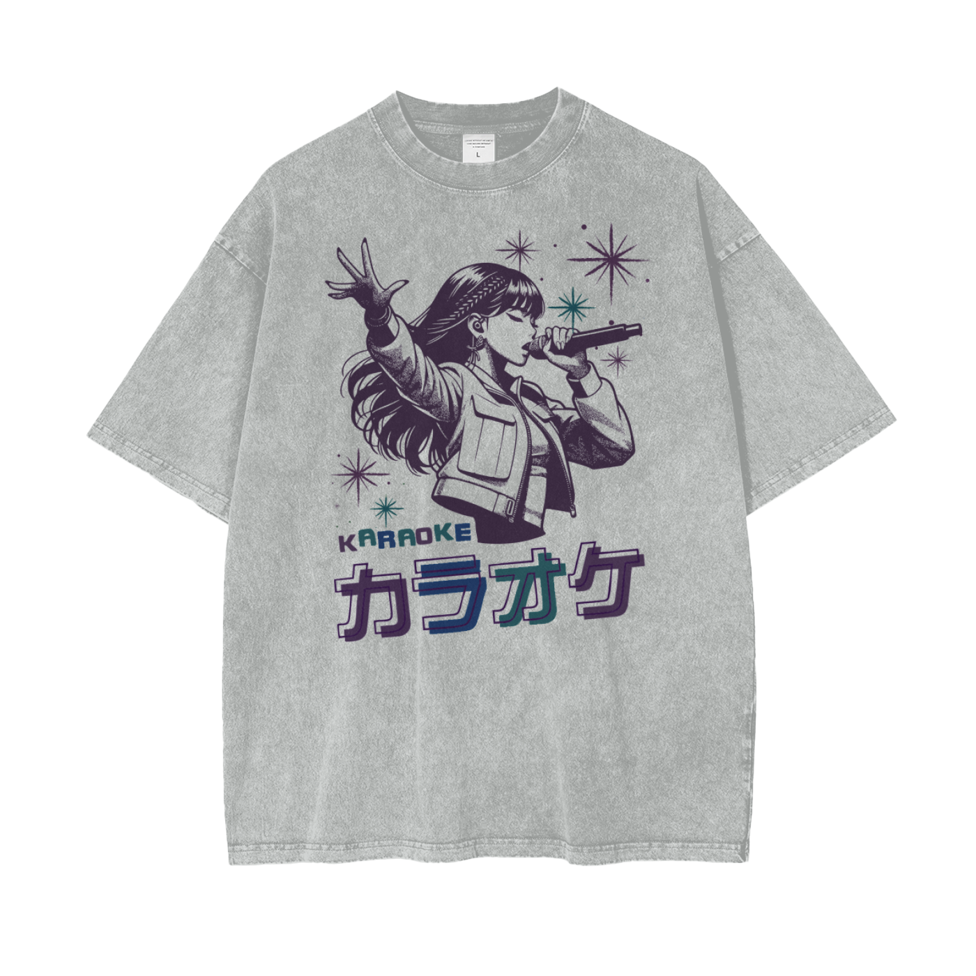 Anime Karaoke Unisex Oversize Snow Washed T-Shirt