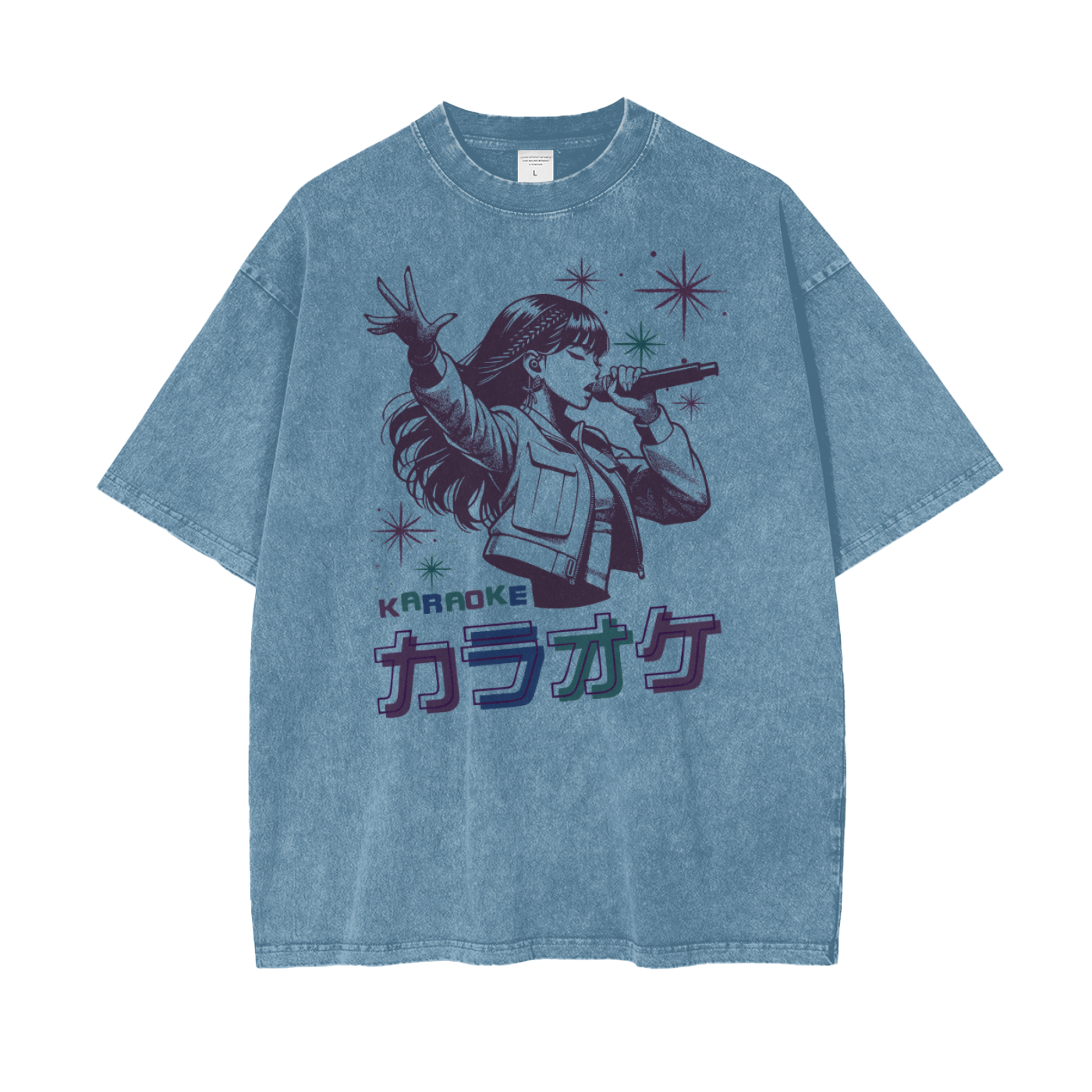 Anime Karaoke Unisex Oversize Snow Washed T-Shirt